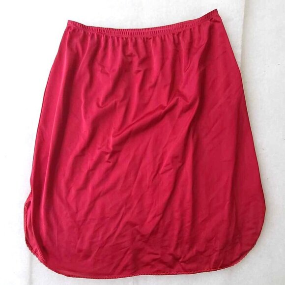 Vintage Red Lace Half Slip Skirt Cottagecore Coquette Retro Mob Wife Large - Picture 6 of 7